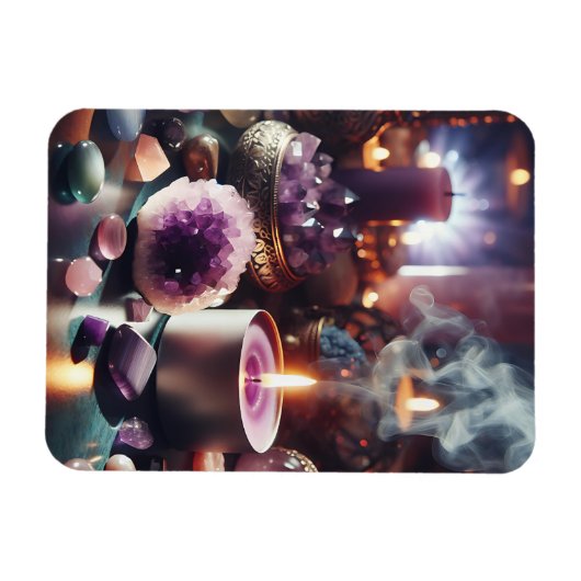 紫かわいらしアメジストの宝石と結晶 マグネット (横)