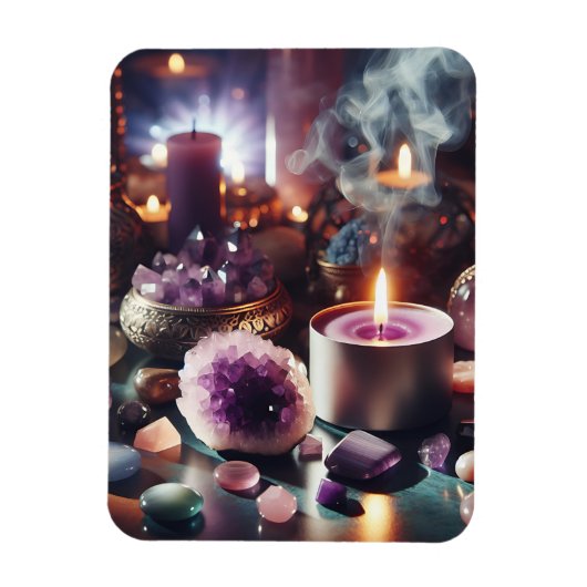 紫かわいらしアメジストの宝石と結晶 マグネット (縦)