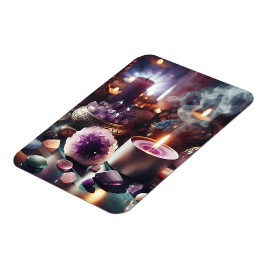 紫かわいらしアメジストの宝石と結晶 マグネット (左側)