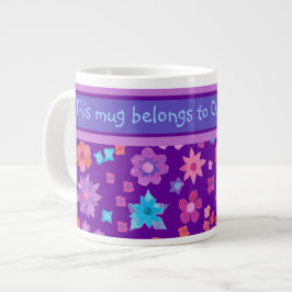 紫かわいらしカスタムの花とパワーのジャンボマグカップ ジャンボコーヒーマグカップ
