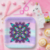 紫かわいらしカラフル曼荼羅の神秘的 ペーパープレート (パーティー)