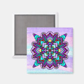 紫かわいらしカラフル曼荼羅の神秘的 マグネット (正面/裏面)