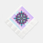 紫かわいらしカラフル曼荼羅の神秘的 縁ありランチョンナプキン (角)