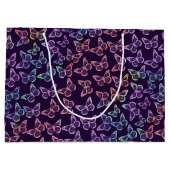 紫かわいらしガーリー蝶の模様パーソナライズされた ラージペーパーバッグ (裏面)