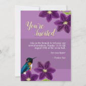 紫かわいらしクレマティスフローラ夏ハミングバード 招待状 (正面)