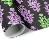 紫かわいらしグリーンブラックファンシー誕生日 ラッピングペーパー (ロールコーナー)