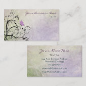 紫かわいらしシルエットバタフライとつる植物 名刺 (正面/裏面)