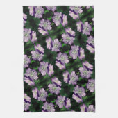 紫かわいらしゼラニウム花対柄 キッチンタオル (縦)