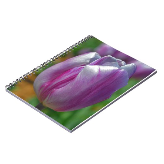 紫かわいらしチューリップフラワーアートジャーナルノート ノートブック (左側)