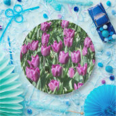 紫かわいらしチューリップフローラ ペーパープレート (パーティー)