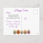 紫かわいらしチューリップ復活祭はがき シーズンポストカード (裏面)