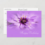 紫かわいらしデイジー花ハッピーバースデー ポストカード (正面/裏面)