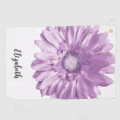 紫かわいらしデイジー花名前をカスタムする子宮 ゴルフタオル (横)