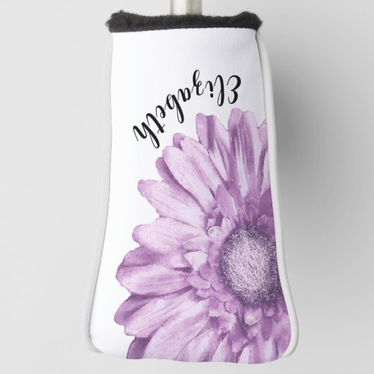 紫かわいらしデイジー花名前をカスタムする子宮 ゴルフヘッドカバー (回転90)