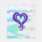 紫かわいらしハート フリースブランケット (正面)