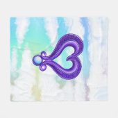 紫かわいらしハート フリースブランケット (正面(横))