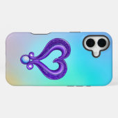 紫かわいらしハート iPhoneケース (裏面横)