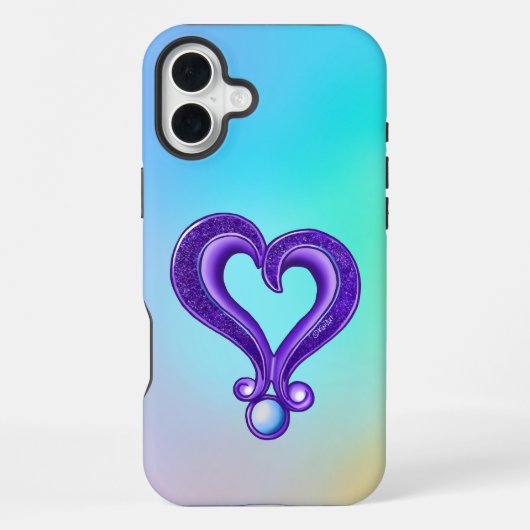 紫かわいらしハート iPhoneケース (裏面)