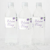 紫かわいらしバラ、水色フローラ ペットボトルラベル (ボトル)