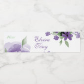 紫かわいらしバラ、水色フローラ ペットボトルラベル (シングルラベル)