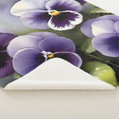 紫かわいらしパンジー水絵を描色 シェルパブランケット (3/4)