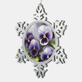 紫かわいらしパンジー水絵を描色 スノーフレークピューターオーナメント (右)