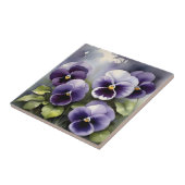 紫かわいらしパンジー水絵を描色 タイル (側面)