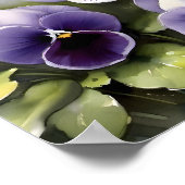 紫かわいらしパンジー水絵を描色 ポスター (角)