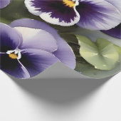 紫かわいらしパンジー水絵を描色 ラッピングペーパー (角)