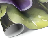 紫かわいらしパンジー水絵を描色 ラッピングペーパー (ロールコーナー)