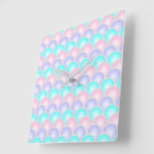 紫かわいらしピンクのアクアブルーのパステルマーメイドはかりで測 スクエア壁時計 (傾斜)