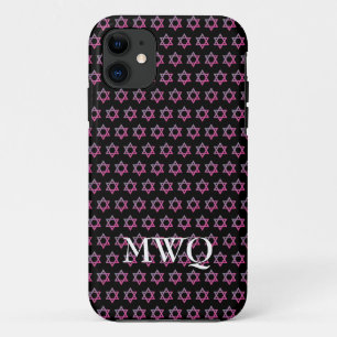 紫かわいらしピンク  モノグラム   STAR OF DAVID Otte iPhone 11 ケース
