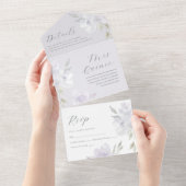 紫かわいらしフローラキンセアニェラ15年 オールインワン招待状 (貼ってはがせる)