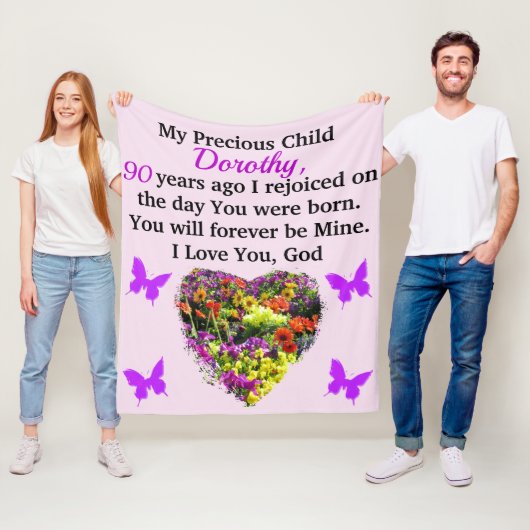 紫かわいらしフローラパーソナライズされた90位 フリースブランケット (インサイチュ)