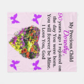 紫かわいらしフローラパーソナライズされた90位 フリースブランケット (正面(横))