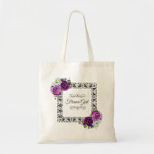 紫かわいらしフローラ花女の子の名誉ギフト トートバッグ (正面)