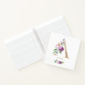 紫かわいらしフローラ金箔Aモノグラム ノートブック (内部)