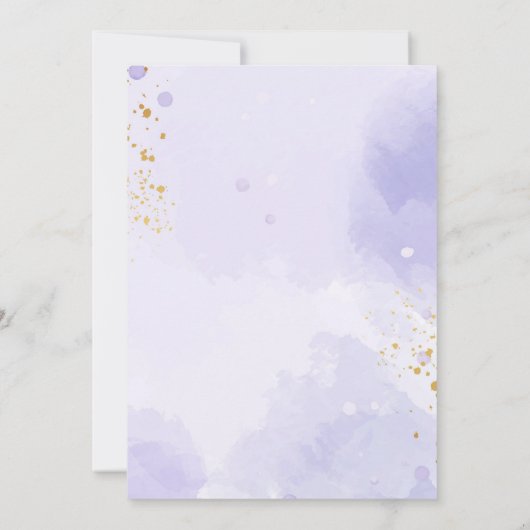 紫かわいらしブルーウォーター色のフローラ結婚ズ 招待状 (裏面)