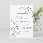紫かわいらしミニマル野花50誕生日 招待状 (スタンド正面)