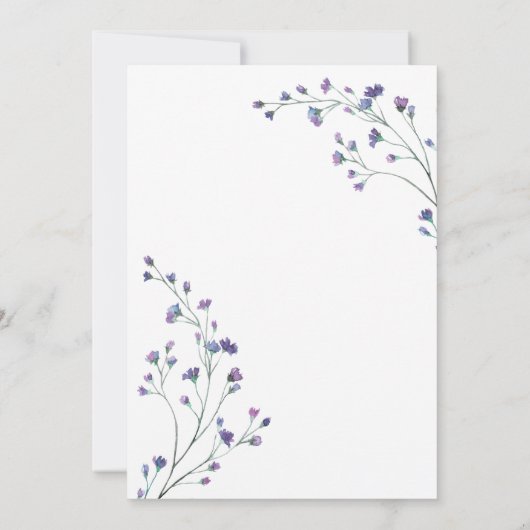 紫かわいらしミニマル野花50誕生日 招待状 (裏面)