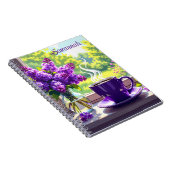 紫かわいらしライラックとコーヒパーソナライズされたー ノートブック (右側)