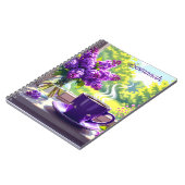 紫かわいらしライラックとコーヒパーソナライズされたー ノートブック (左側)