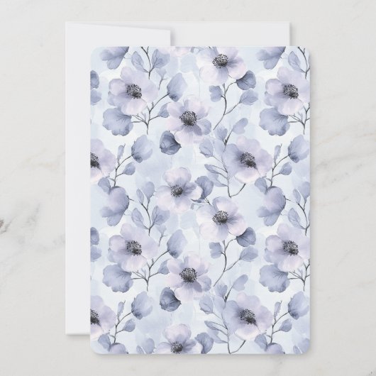 紫かわいらしラベンダーの結婚花 招待状 (裏面)