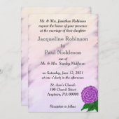 紫かわいらしヴィンテージフローラ水の色結婚の 招待状 (正面/裏面)