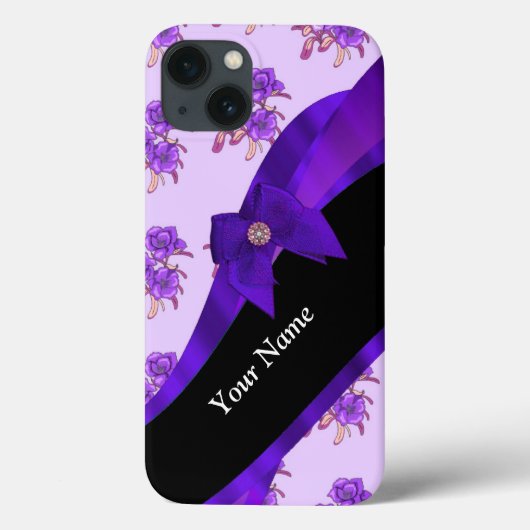 紫かわいらしヴィンテージフローラ花模様 Case-Mate iPhoneケース (裏面)