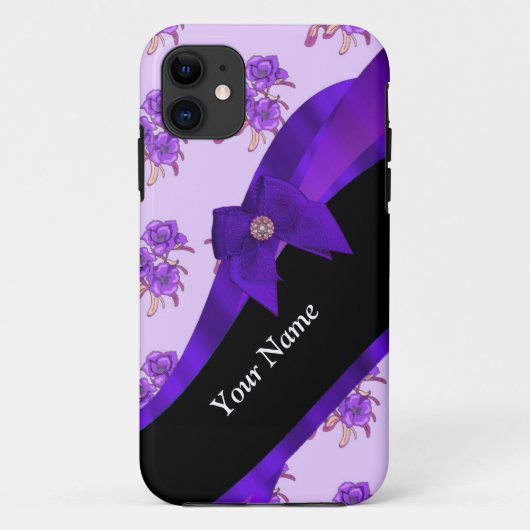 紫かわいらしヴィンテージフローラ花模様 Case-Mate iPhoneケース (裏面)