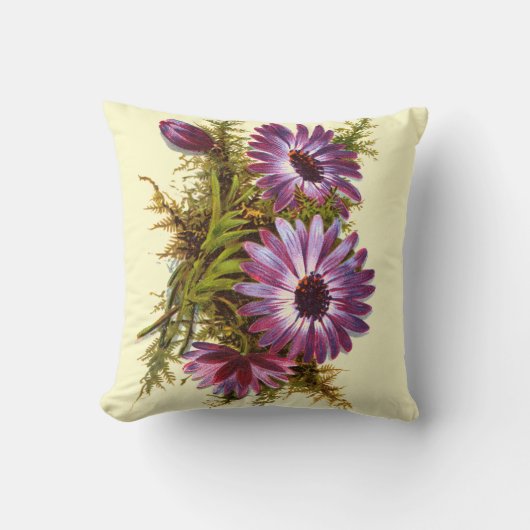 紫かわいらしヴィンテージ花 クッション (正面)