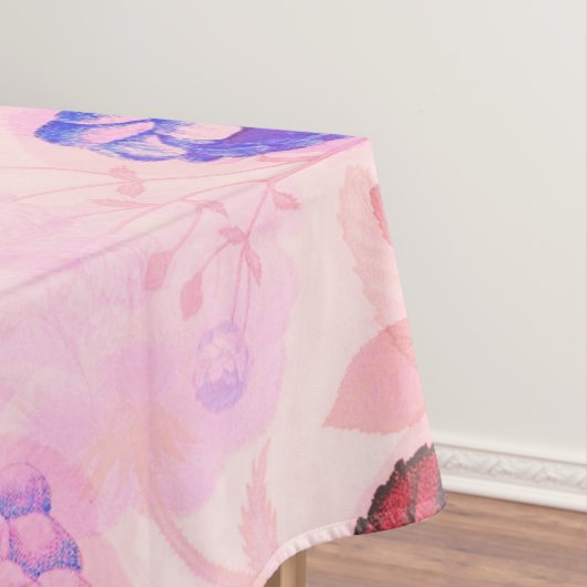 紫かわいらし付きピンクフローラプリント テーブルクロス (インサイチュ)