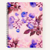 紫かわいらし付きピンクフローラプリント ノートブック (正面)