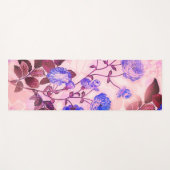 紫かわいらし付きピンクフローラプリント ヨガマット (正面(横))